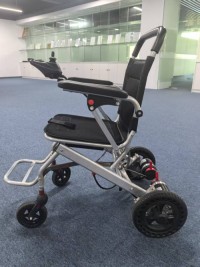 Light weight Foldable Transport Electrica Wheelchair with Flip up Armrest