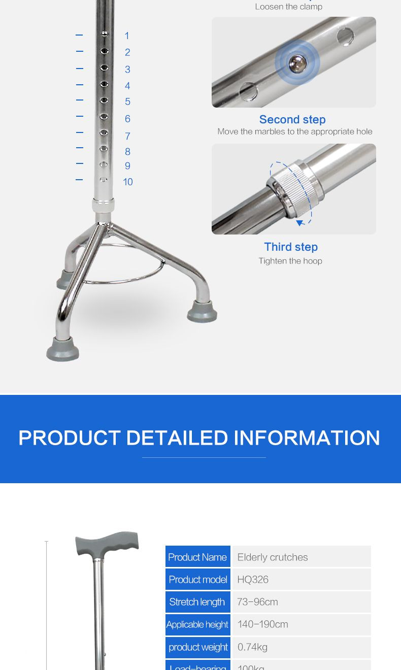 Lightweight Aluminum Quad Cane with Small Base
